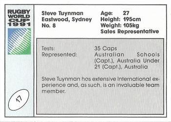 1991 Regina Rugby World Cup #17 Steve Tuynman Back